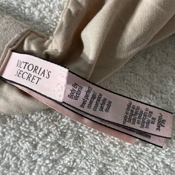 Victoria’s Secret Body By Victoria Lined Perfect Coverage Nude Beige Bra 34DDD/F - Picture 5 of 11